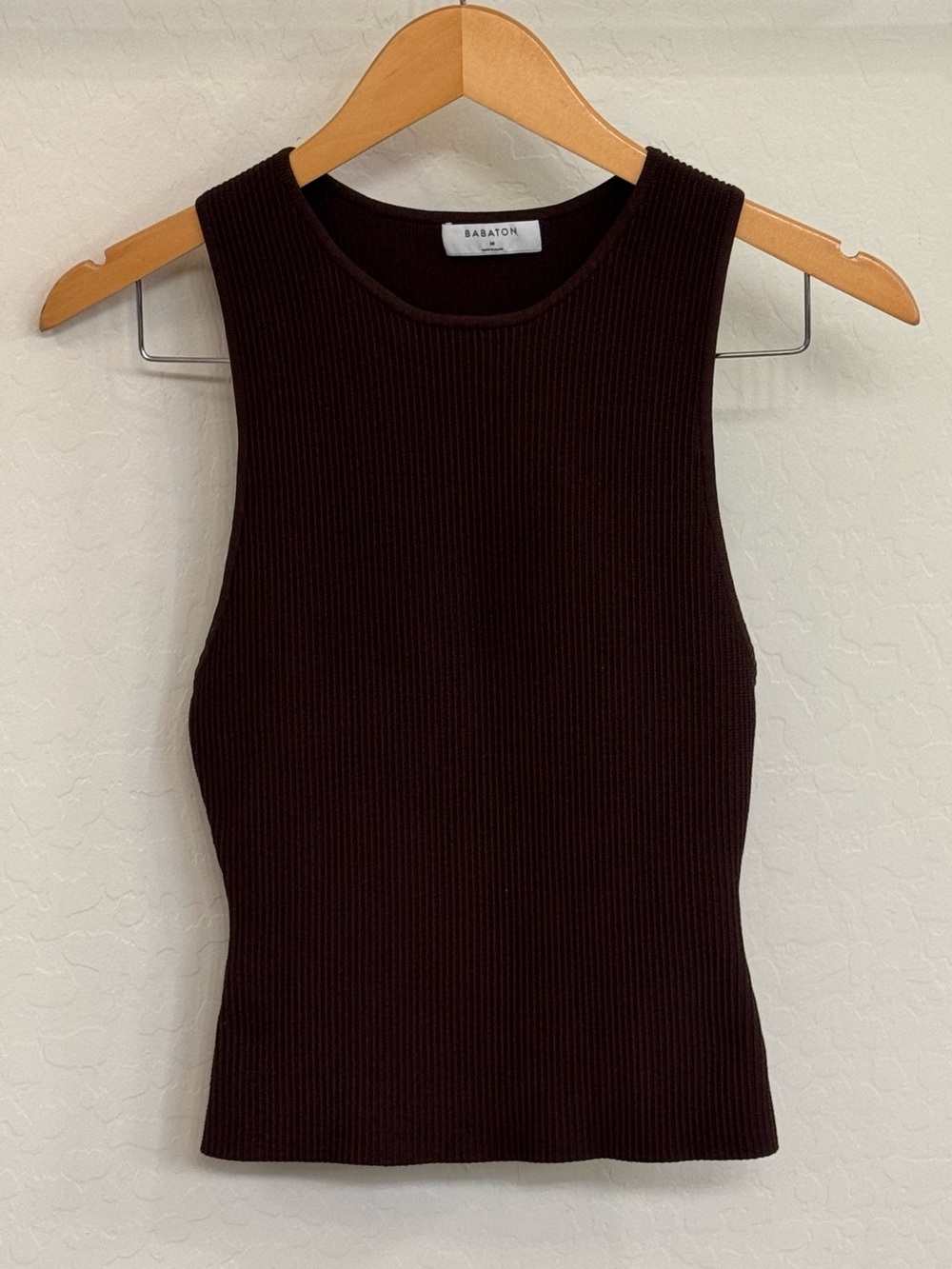Aritzia Babaton Ribbed Sculpt Knit Racer Tank Chocolate Brown Size M